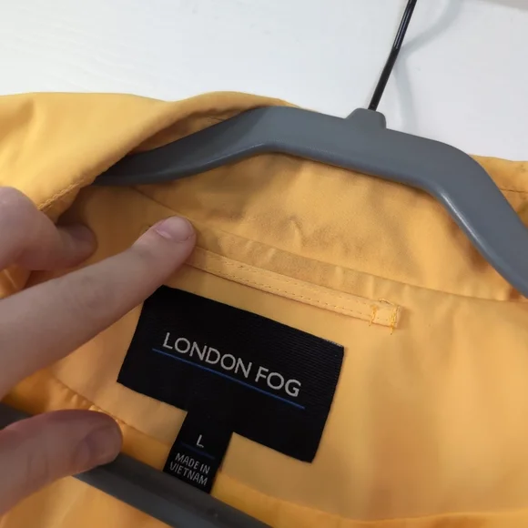 London Fog Retro Sunflower Yellow Double Breasted Belted Collared Trench Coat L - Picture 3 of 8